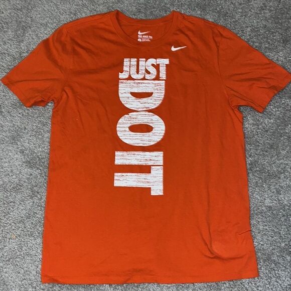 Burnt Orange Nike Just Do It training gym killer work out T shirt L slim - Picture 1 of 3